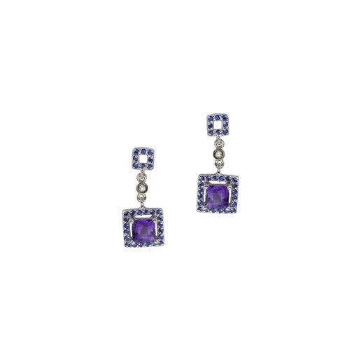 Twilight Amethyst and Sapphire Statement Earrings