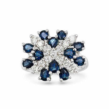 Blue Sapphires & Diamonds Birthstone Ring