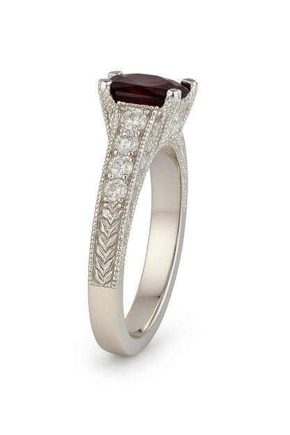 Garnet Cushion-Cut Birthstone Gold Ring