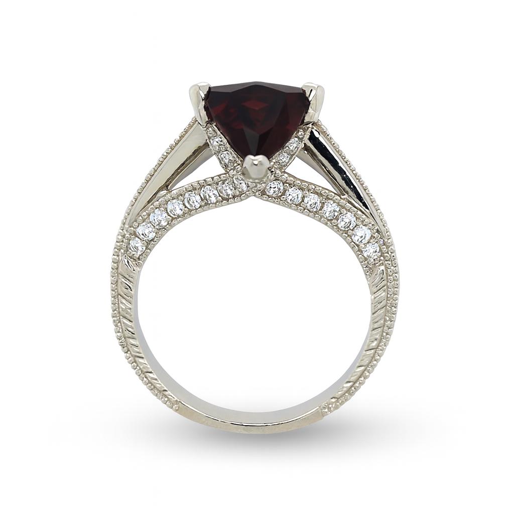 Garnet Cushion-Cut Birthstone Gold Ring