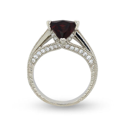 Garnet Cushion-Cut Birthstone Gold Ring