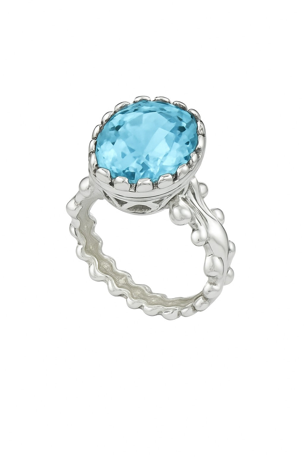 Blue Topaz Oval-Cut Birthstone Gold Ring
