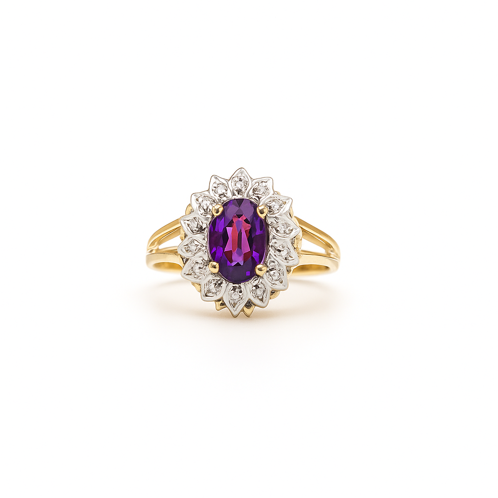 Purple Oval-Cut Amethyst Yellow Gold Ring