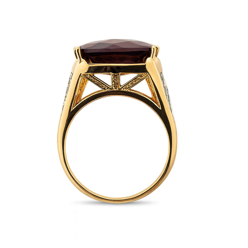 Garnet Cushion-Cut Birthstone Gold Ring