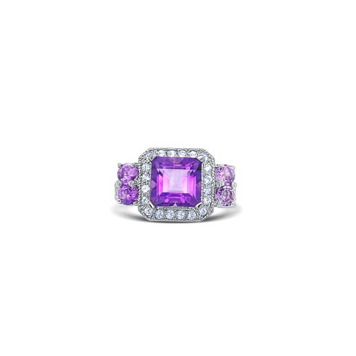 Celestial Silver Shimmer Amethyst Ring