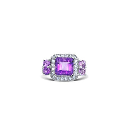 Celestial Silver Shimmer Amethyst Ring