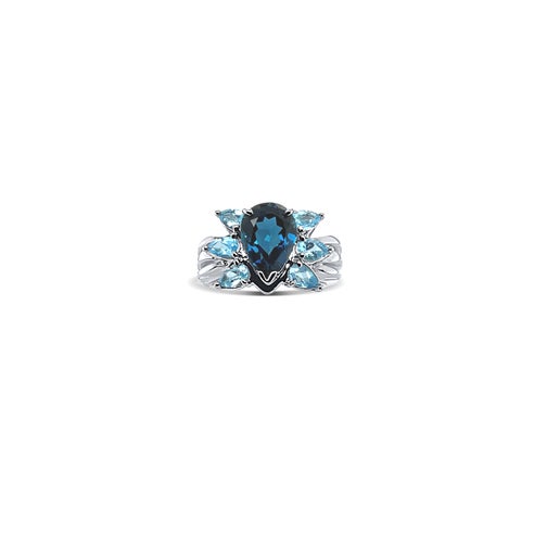 Aquamarine Azure Cocktail Silver Ring