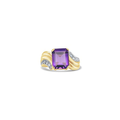 Diamond Dreamscape Amethyst Gold Birthstone Ring