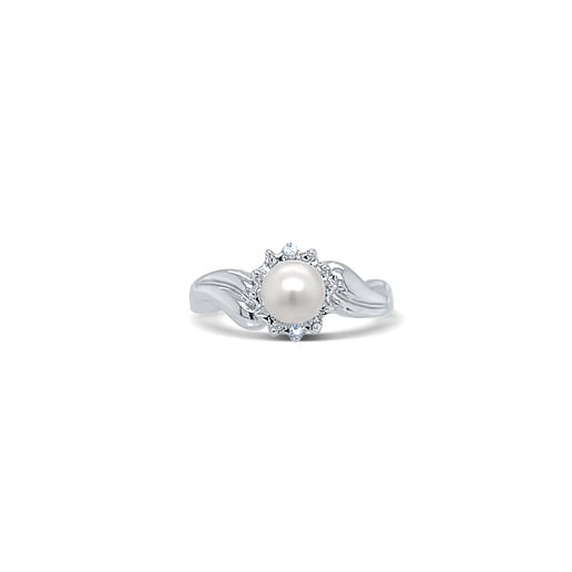 Silver Lagoon Diamond Pearl Ring